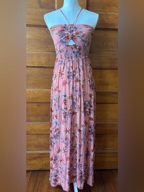 Free People "One Step Ahead" floral print halter neck maxi dress